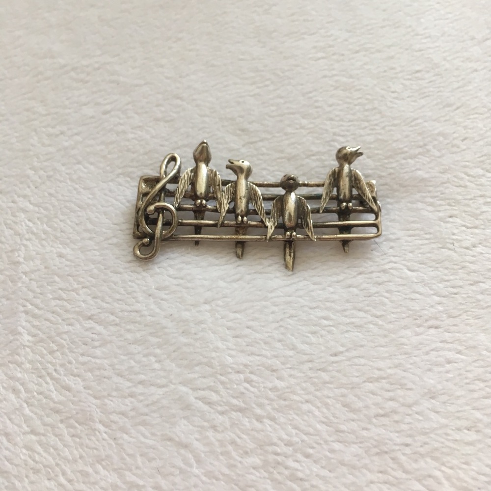 Sterling Silver Singing Bird Brooch